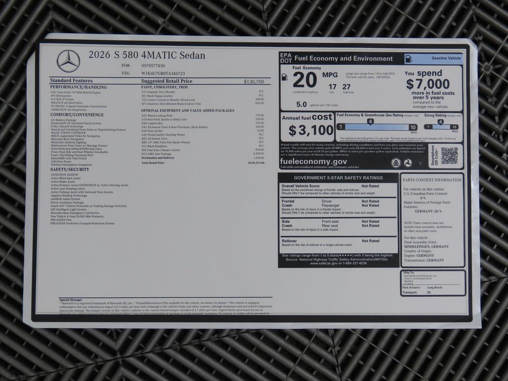 2026 Mercedes Benz S 580 4MATIC photo 9