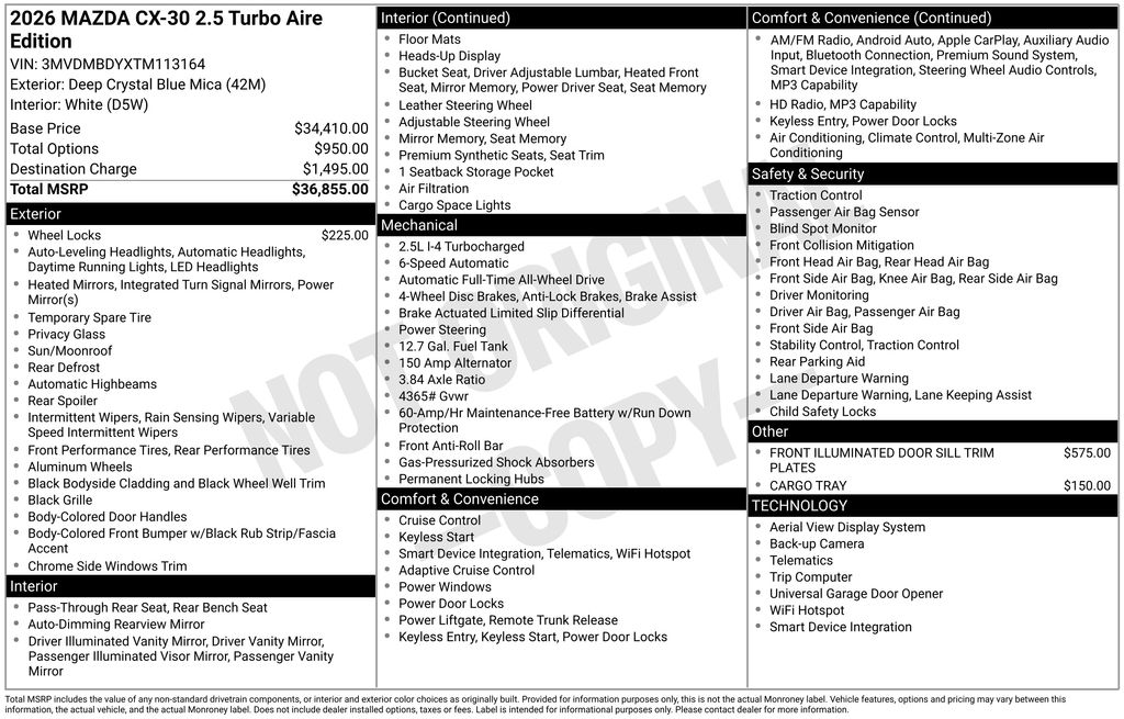 New 2026 Mazda Mazda CX-30 2.5 Turbo Aire Edition AWD SUV in North