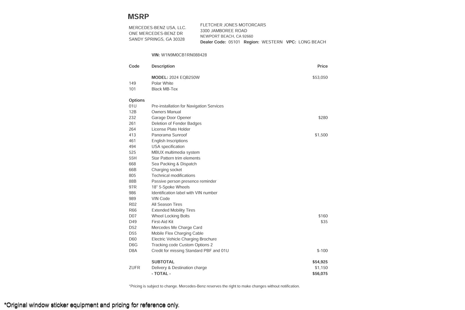 Used 2024 Mercedes-Benz EQB Base with VIN W1N9M0CB1RN088428 for sale in Newport Beach, CA