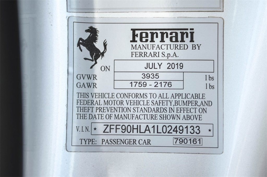 Certified Used 2020 Argento Nurburgring Metallic Ferrari Base image 51