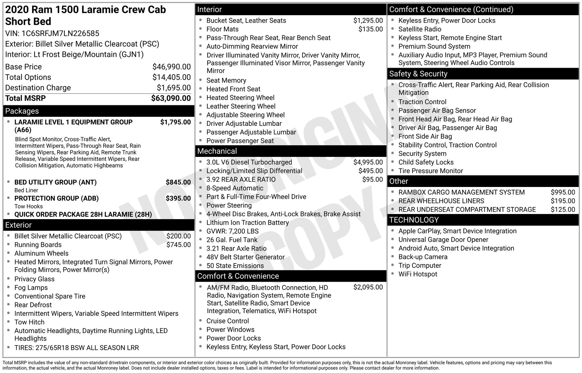 2020 RAM Ram 1500 Pickup Laramie