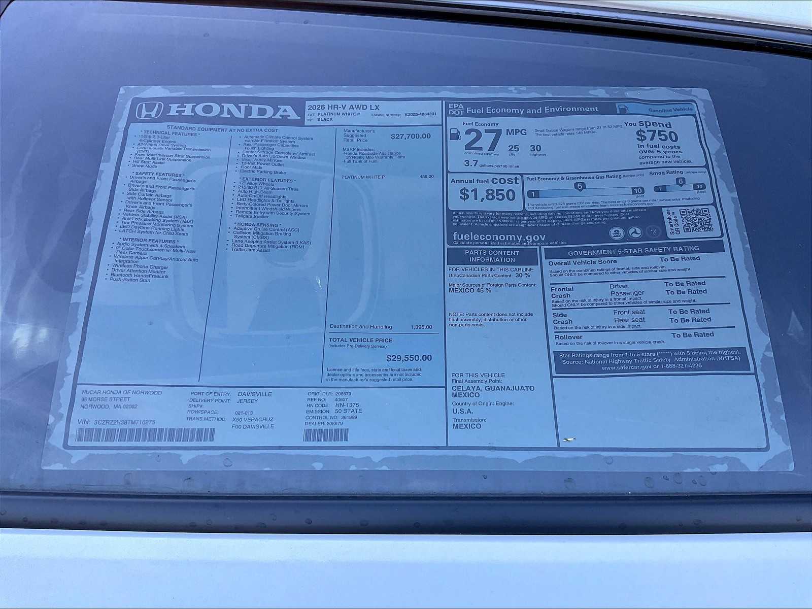 2026 Honda HR-V LX photo 15