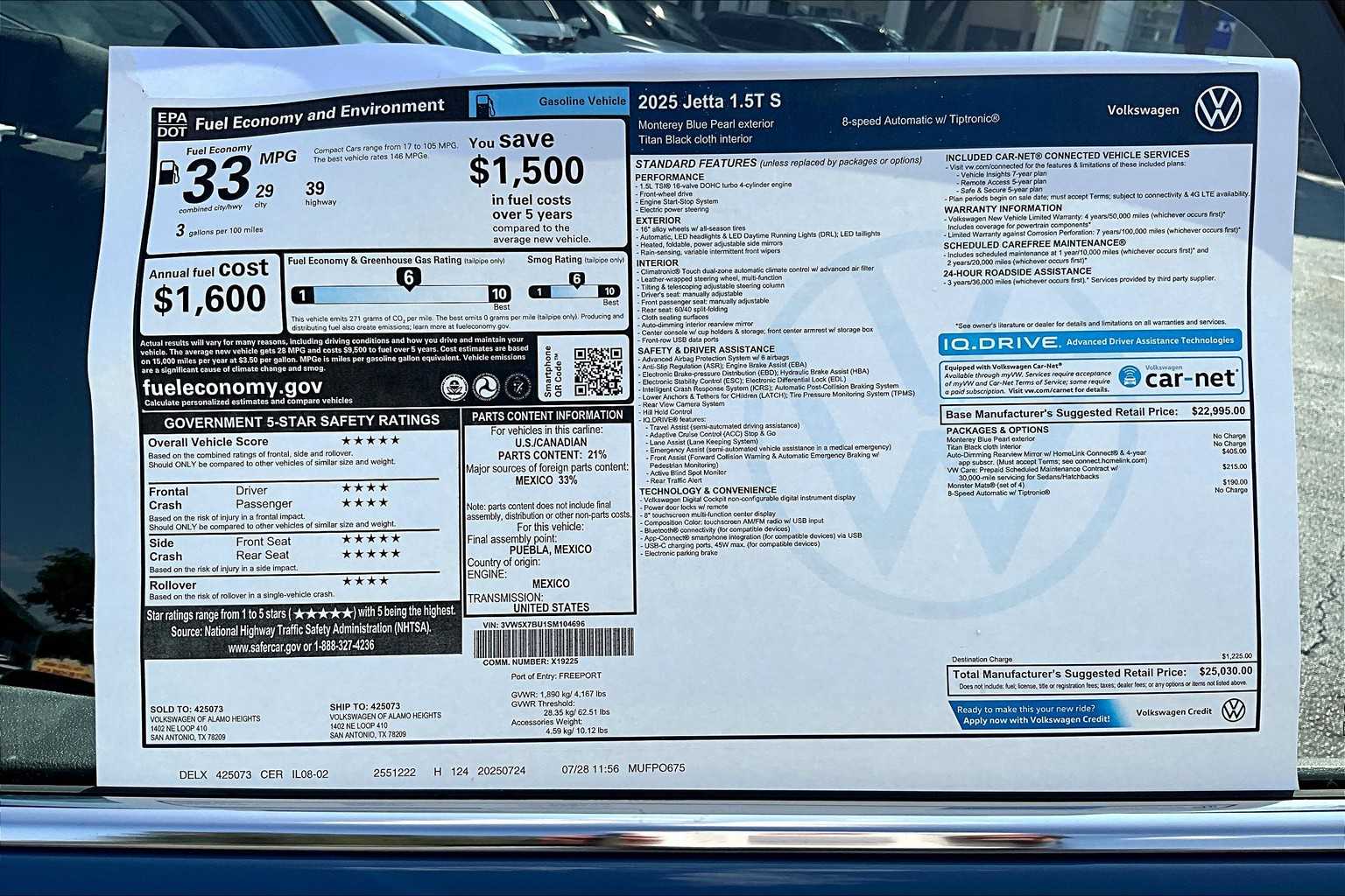 2025 Volkswagen Jetta 1.5T S photo 17