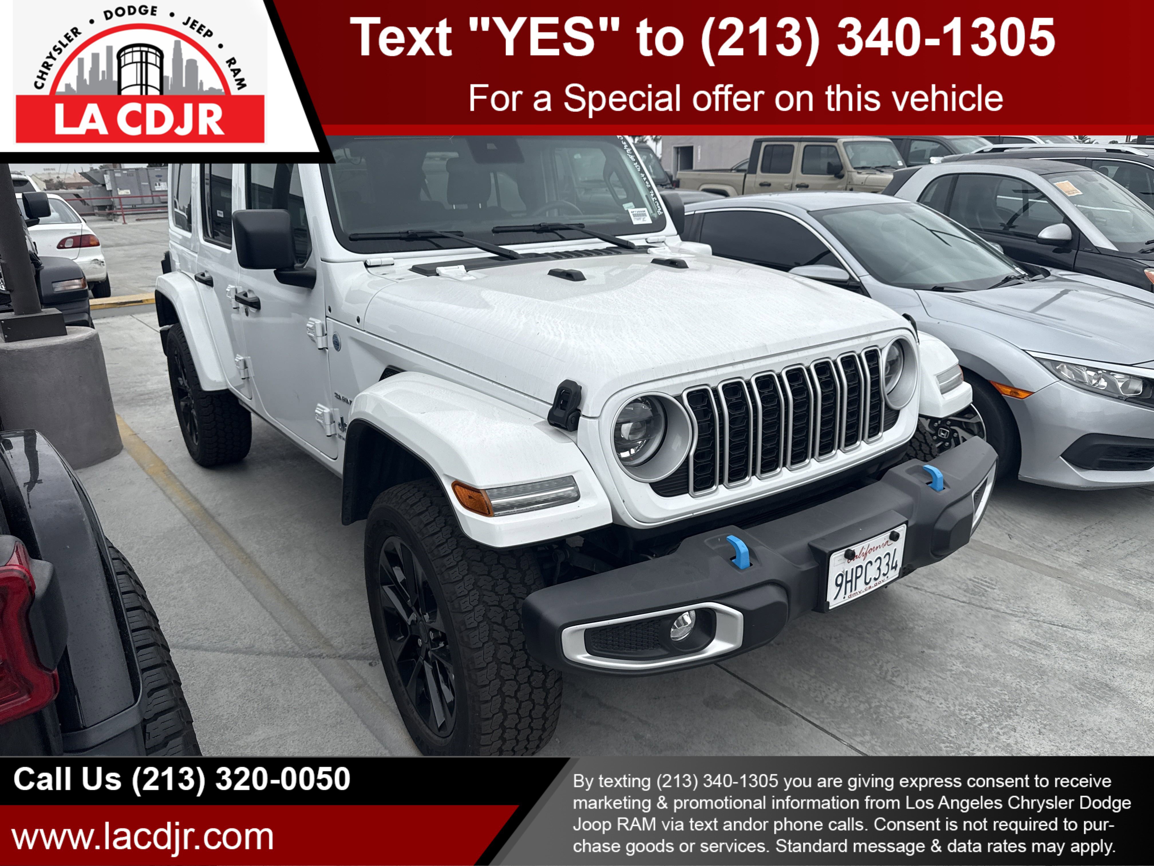 Used 2024 Bright White Clearcoat Jeep Sahara 4xe image 1