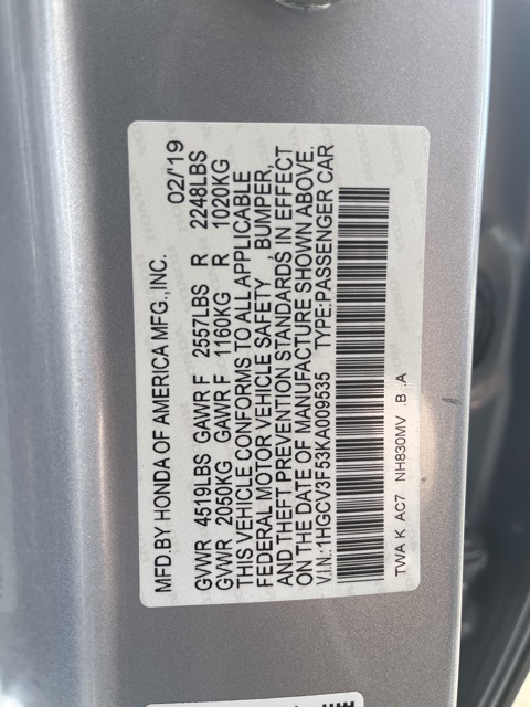 2019 Honda Accord Hybrid EX-L photo 30