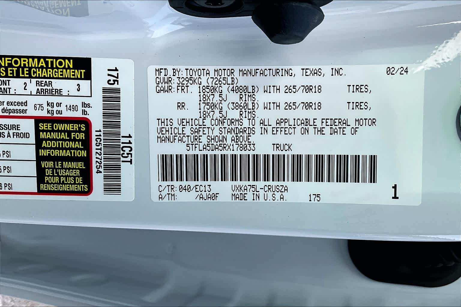 New 2024 Toyota Tundra Double Cab 4x4 6.5-ft Standard Bed SR5 - VIN ...