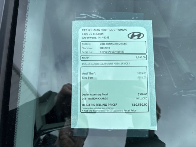 Used 2016 Hyundai Sonata Sport with VIN 5NPE34AF5GH419563 for sale in Greenwood, IN