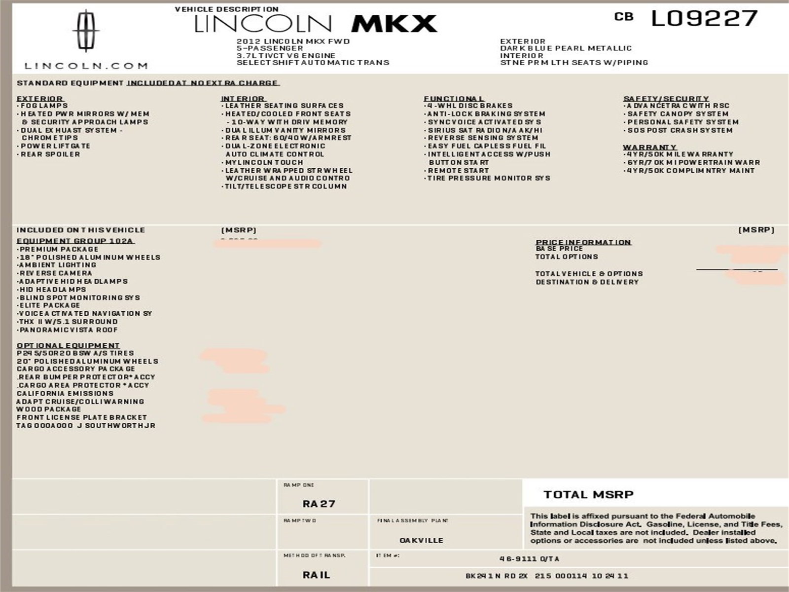 2012 Lincoln MKX Base