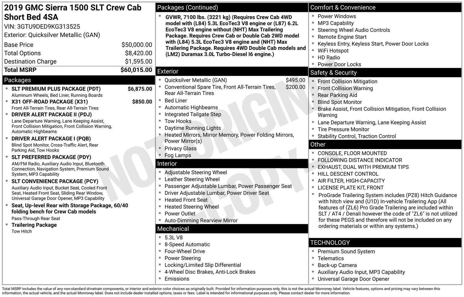 Used 2019 GMC Sierra 1500 SLT with VIN 3GTU9DED9KG313525 for sale in Baxter, Minnesota