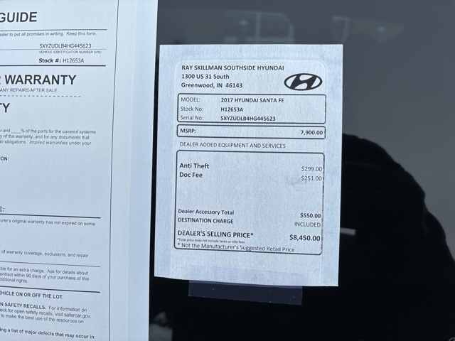 Used 2017 Hyundai Santa Fe Sport with VIN 5XYZUDLB4HG445623 for sale in Greenwood, IN