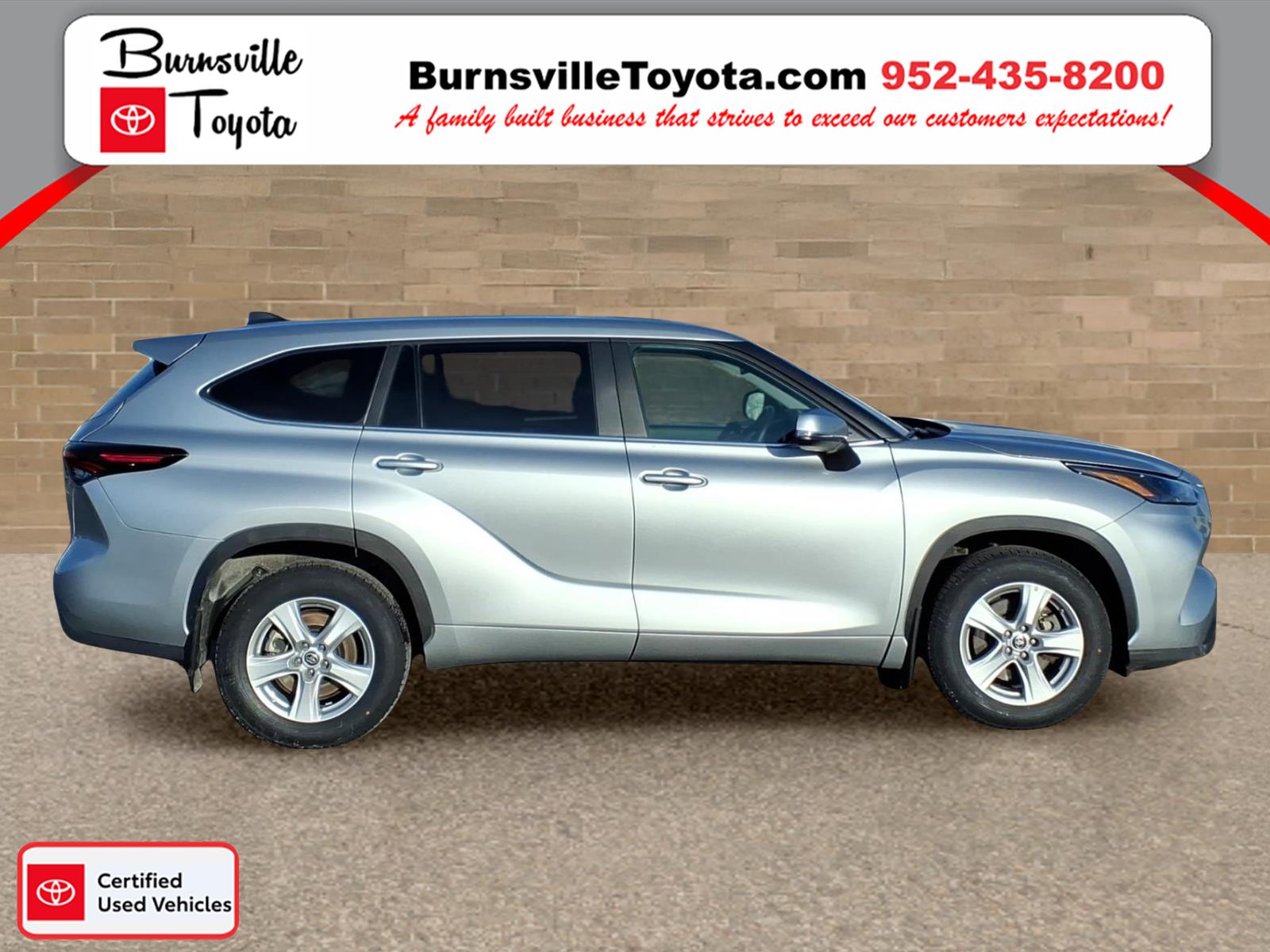 Certified 2024 Toyota Highlander LE with VIN 5TDKDRBH7RS562217 for sale in Burnsville, Minnesota