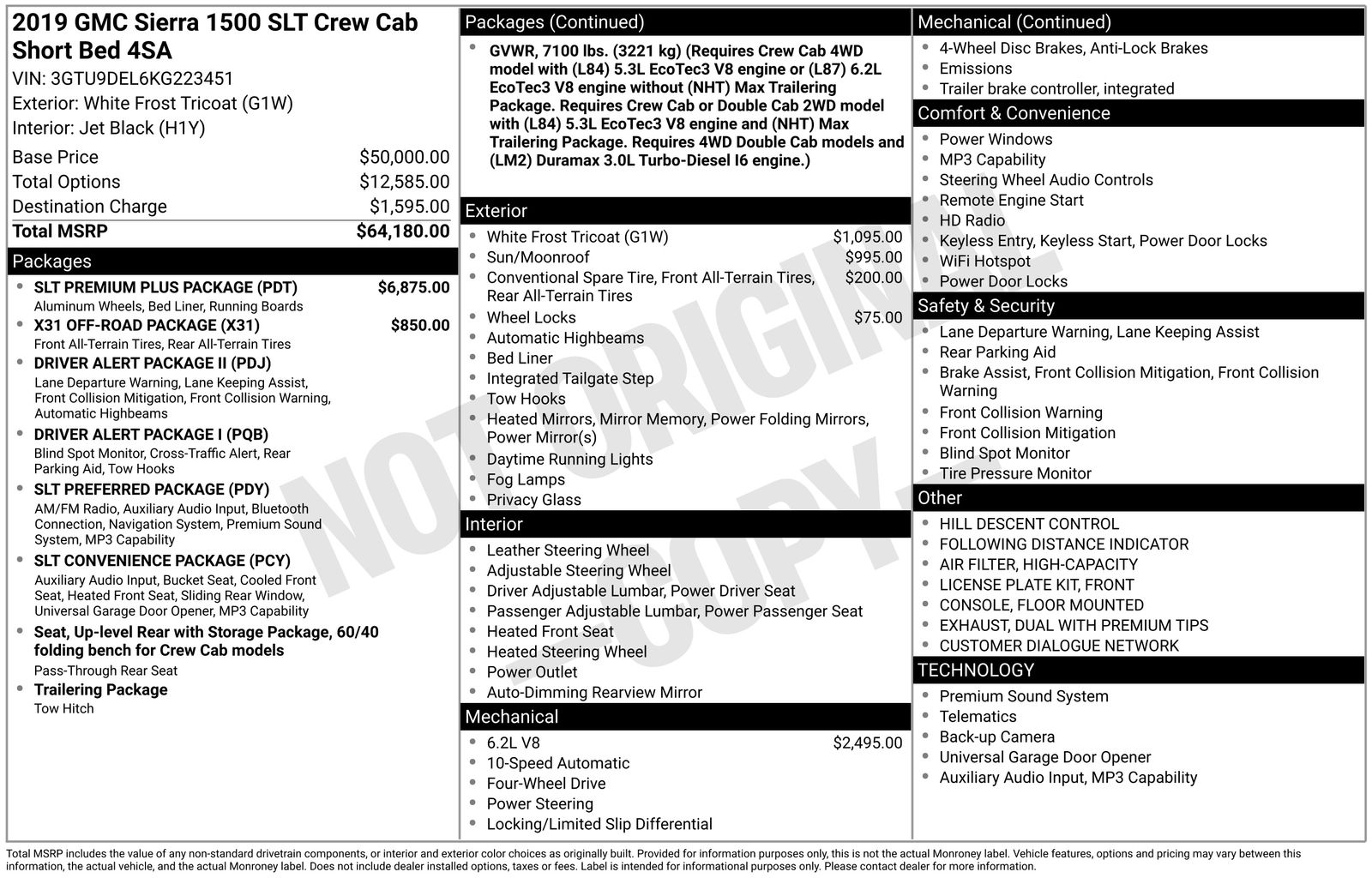 Used 2019 GMC Sierra 1500 SLT with VIN 3GTU9DEL6KG223451 for sale in Brainerd, Minnesota