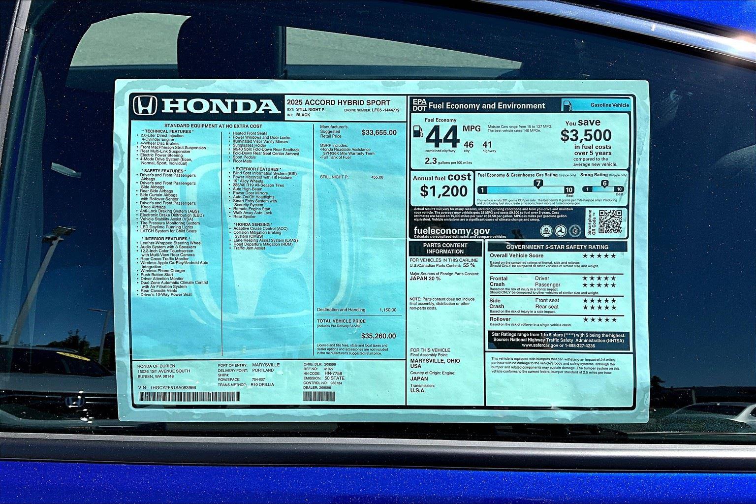 2025 Honda Accord Hybrid Sport photo 4