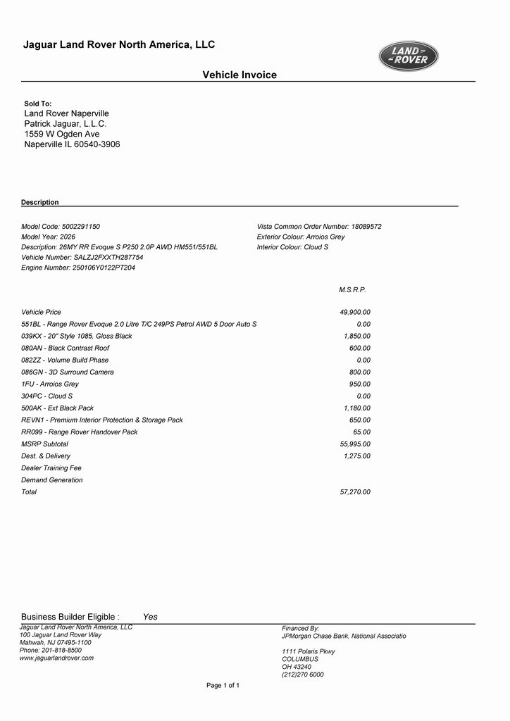 2026 LAND ROVER RANGE ROVER EVOQUE - Image 2
