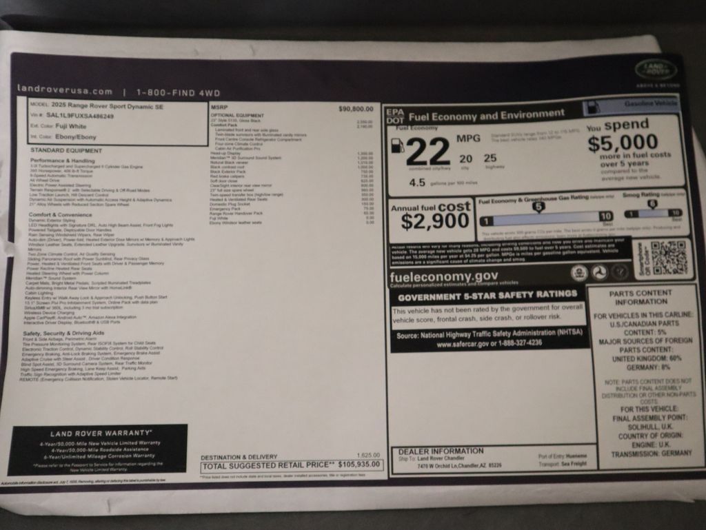 2025 Land Rover Range Rover Sport SE photo 9