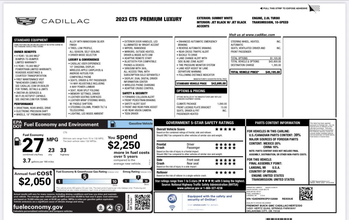 2023 Cadillac CT5 Premium Luxury's photo