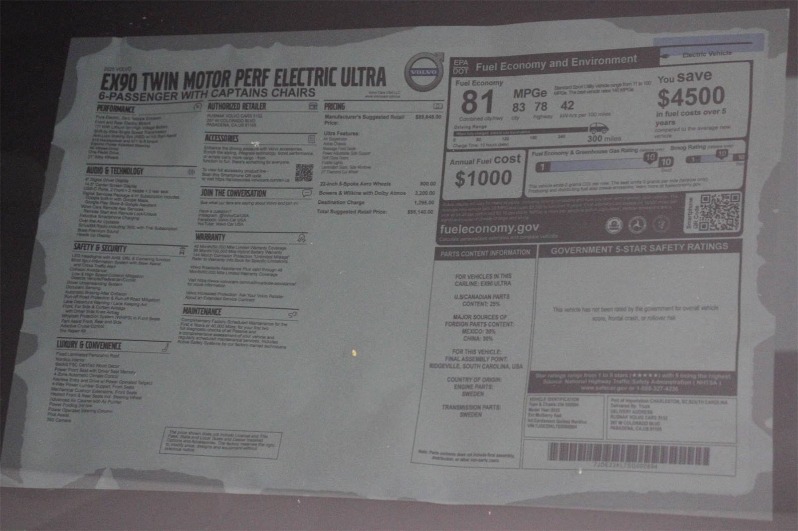 2025 Volvo EX90 Twin Motor Performance Ultra photo 15