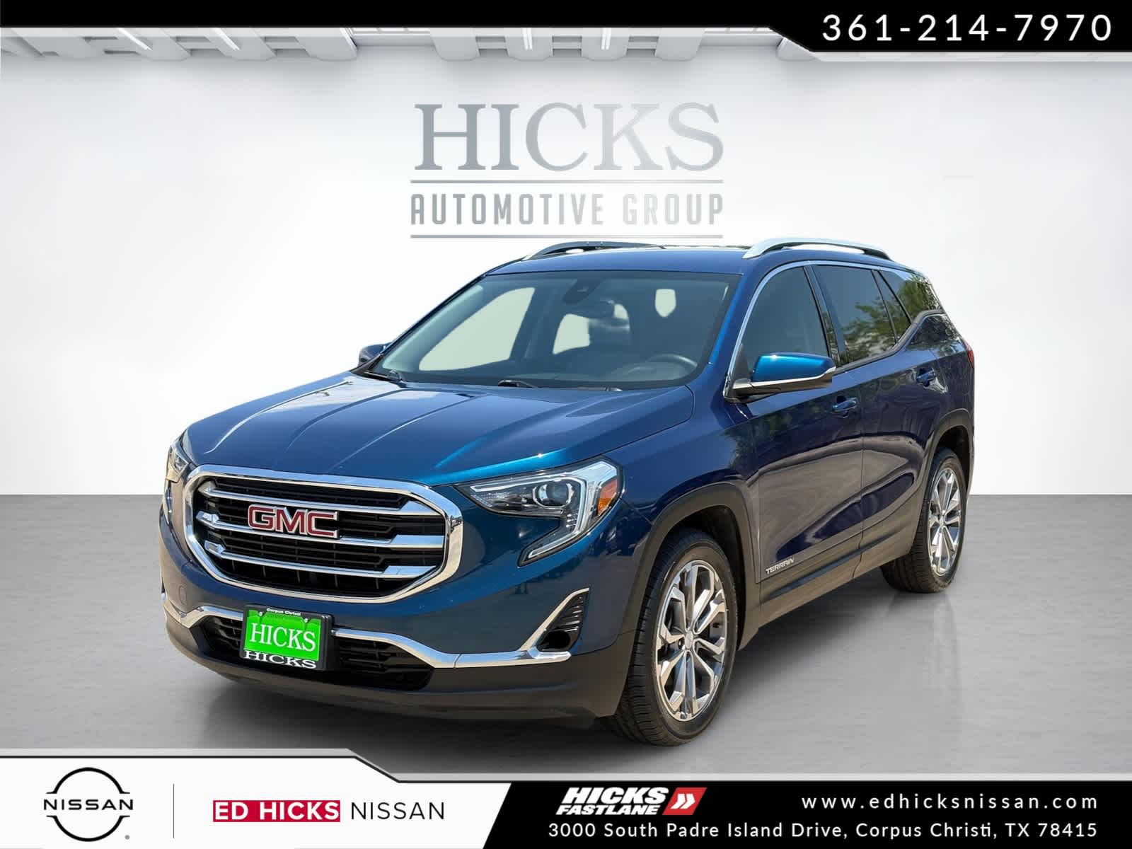 Used 2020 Blue Emerald Metallic GMC SLT image 1