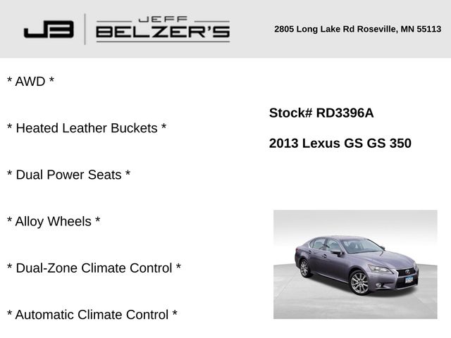 Used 2013 Lexus GS 350 with VIN JTHCE1BL8D5013596 for sale in Lakeville, MN