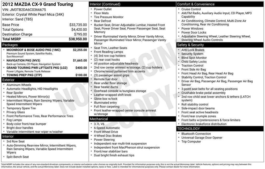 2012 Mazda CX-9 Grand Touring's photo
