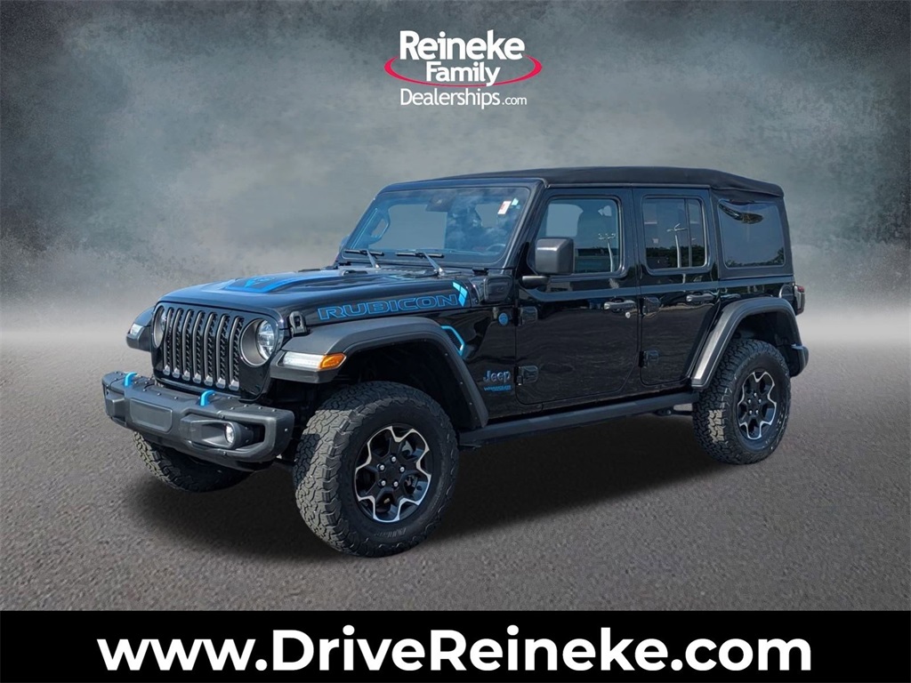 Used 2021 Black Jeep Unlimited Rubicon 4xe image 1
