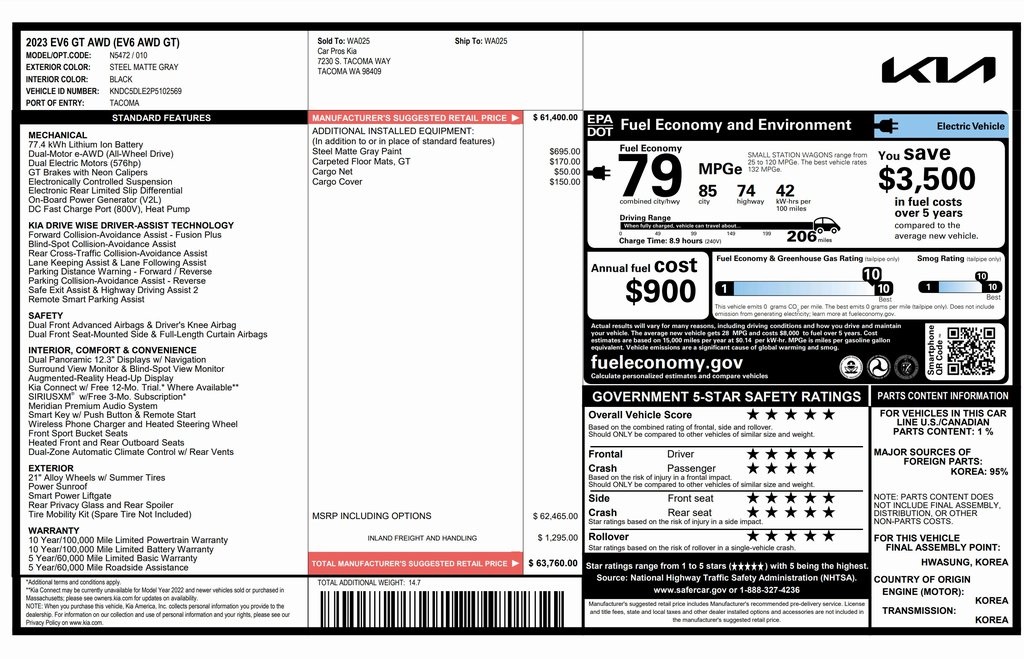 PreOwned 2023 Kia EV6 GT 4D Sport Utility in Portland PGN0236 Ron