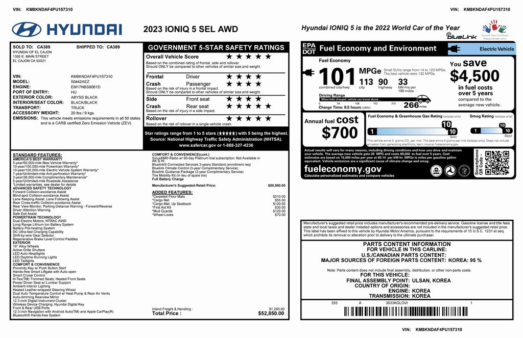 Used 2023 Hyundai IONIQ 5 SEL with VIN KM8KNDAF4PU157310 for sale in Phoenix, AZ