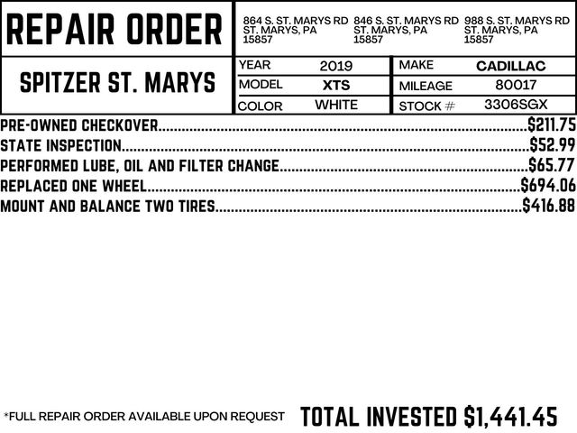 Used 2019 Cadillac XTS Luxury with VIN 2G61M5S34K9118187 for sale in Saint Marys, PA