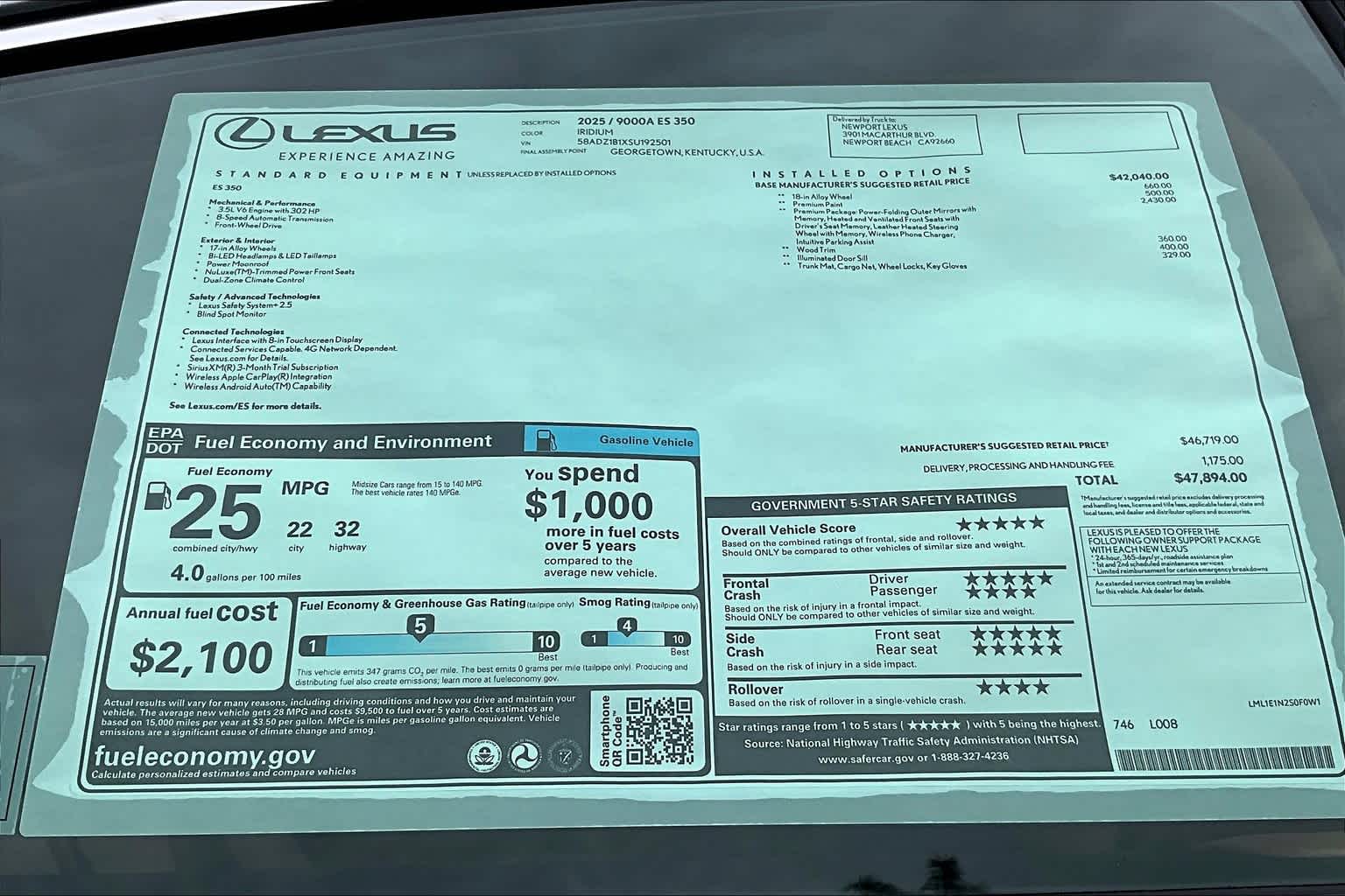 2025 Lexus ES 350 photo 19