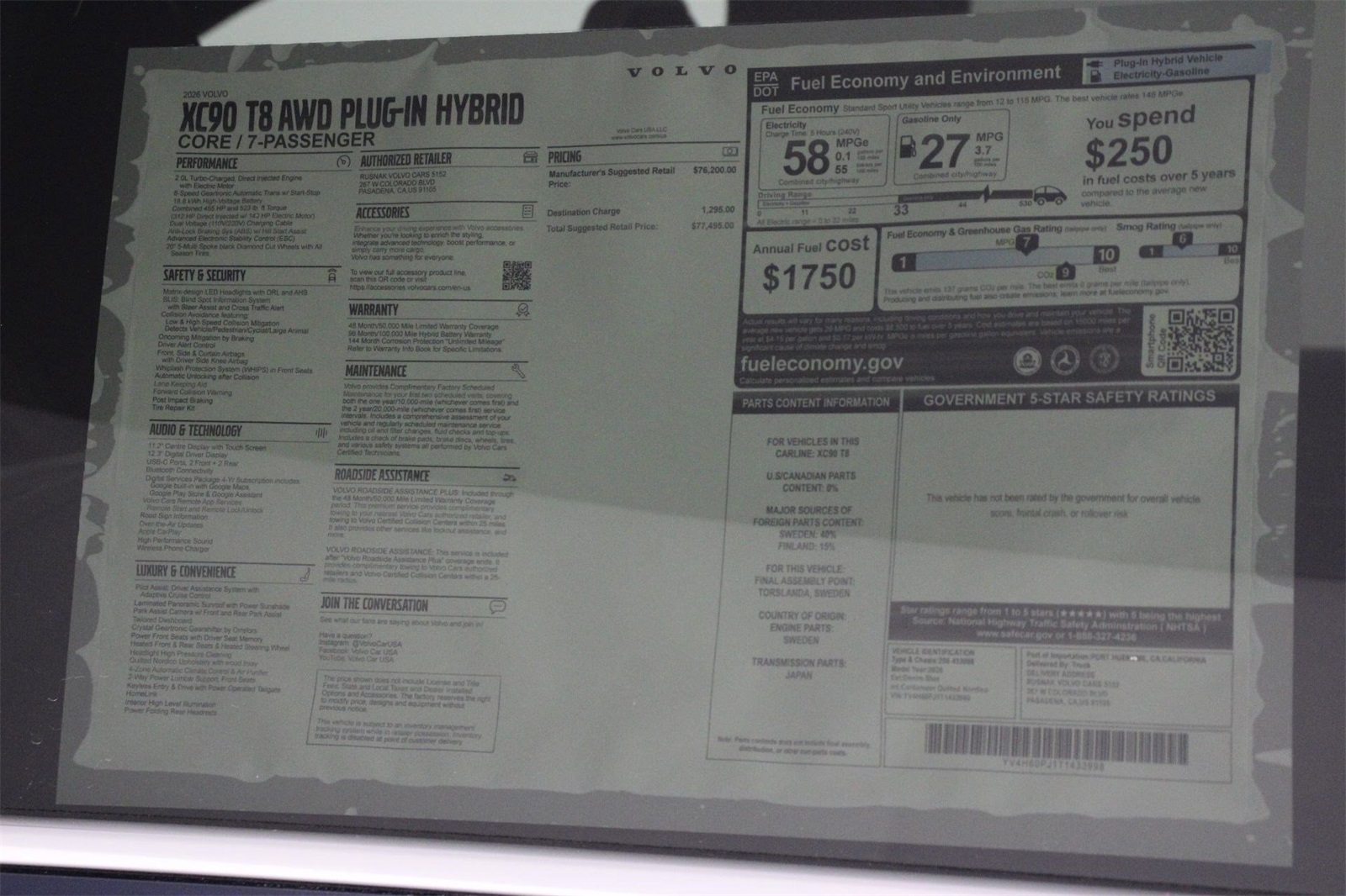 2026 Volvo XC90 T8 Core photo 17
