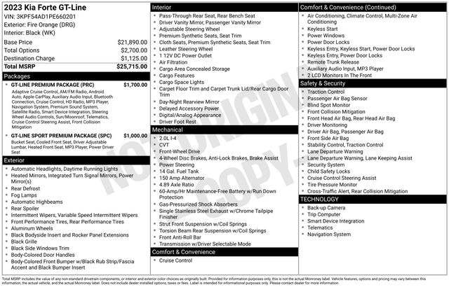 Used 2023 Kia Forte GT-Line with VIN 3KPF54AD1PE660201 for sale in Whitehall, OH