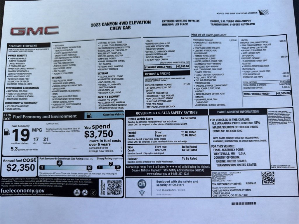 Used 2023 GMC Canyon Elevation with VIN 1GTP6BEK4P1255452 for sale in Kansas City