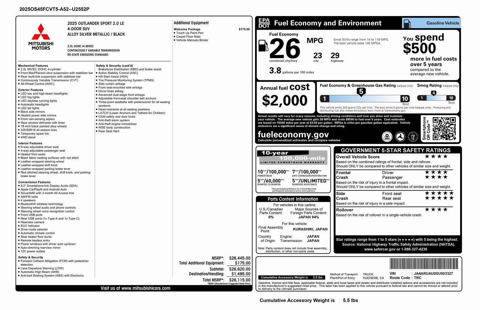 2025 Mitsubishi Outlander LE's photo