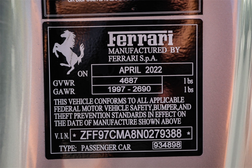 Certified Used 2022 Argento Nurburgring Metallic Ferrari Base image 47