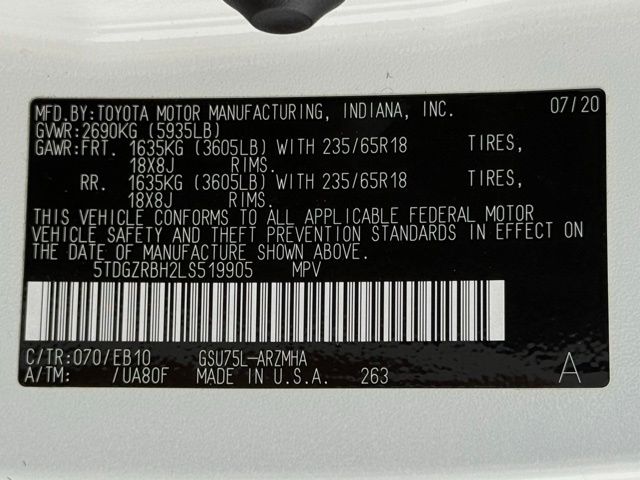 2020 Toyota Highlander XLE photo 54