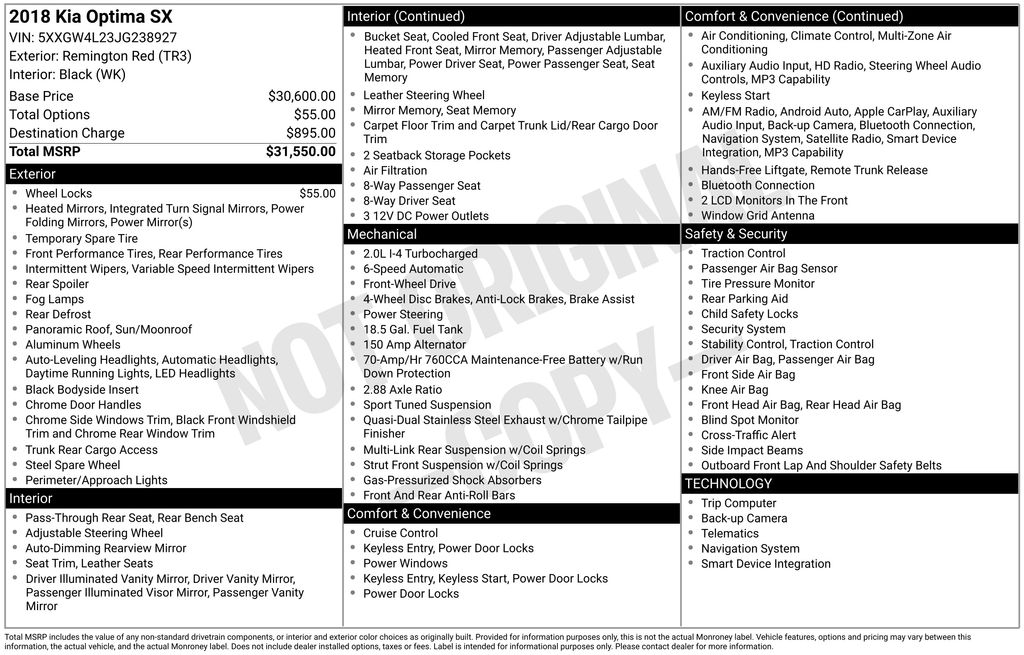 Used 2018 Kia Optima SX with VIN 5XXGW4L23JG238927 for sale in Canonsburg, PA