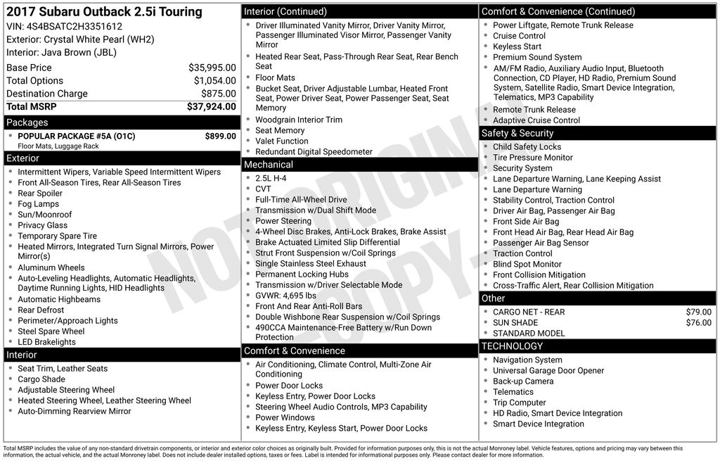 2017 Subaru Outback Touring's photo
