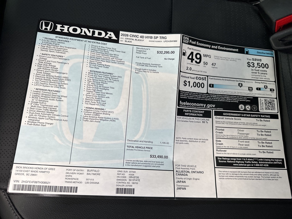 2026 Honda Civic Sport Touring photo 13