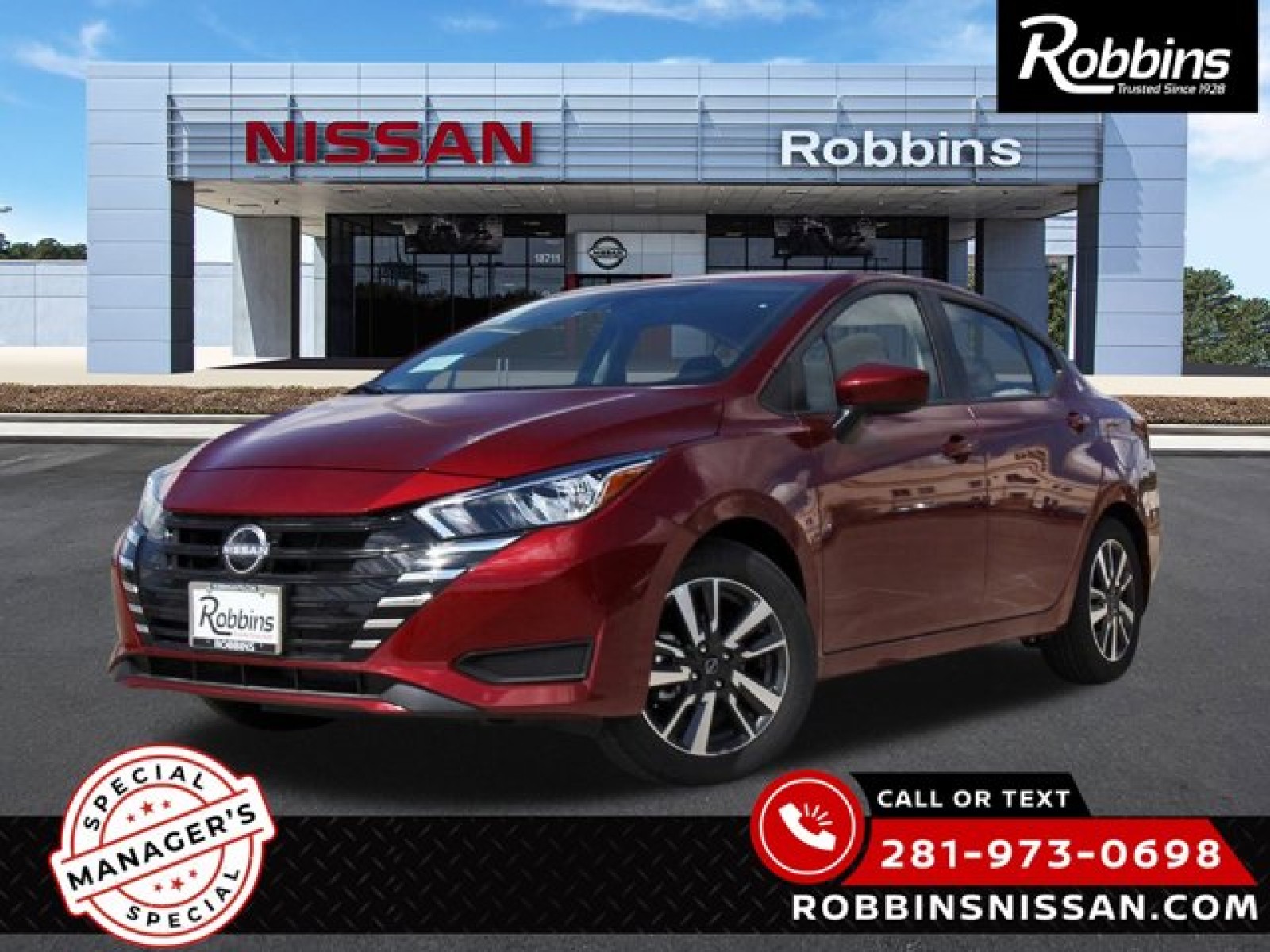 2025 Nissan Versa SV Red at Robbins Nissan