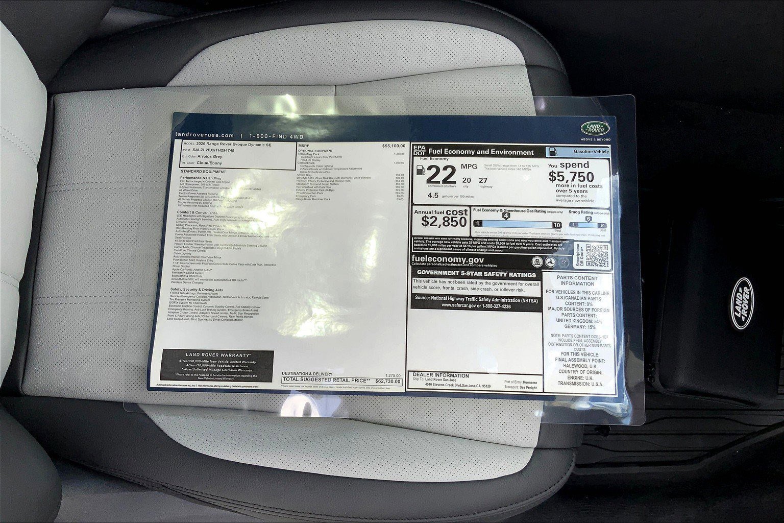 2026 Land Rover Range Rover Evoque Dynamic SE photo 13