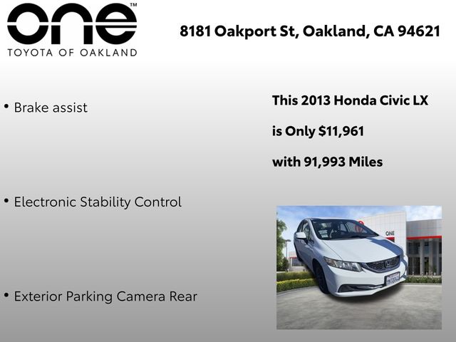 Used 2013 Honda Civic LX with VIN 19XFB2F59DE286821 for sale in Oakland, CA