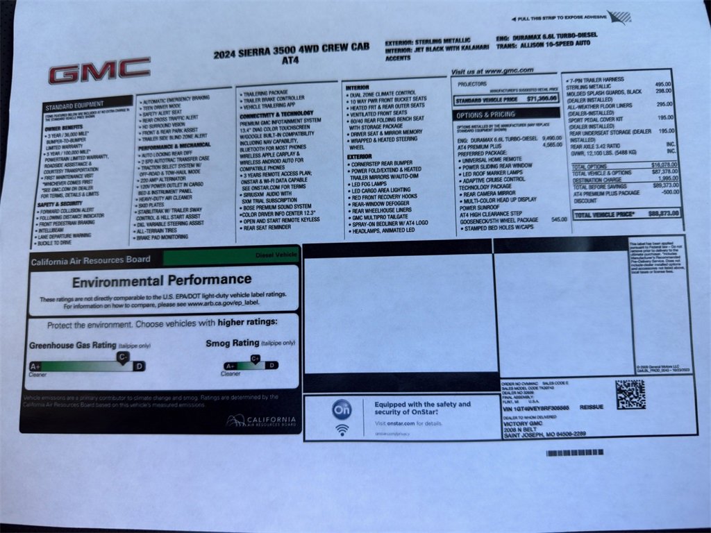 Used 2024 GMC Sierra 3500HD AT4 with VIN 1GT49VEY8RF305565 for sale in Kansas City