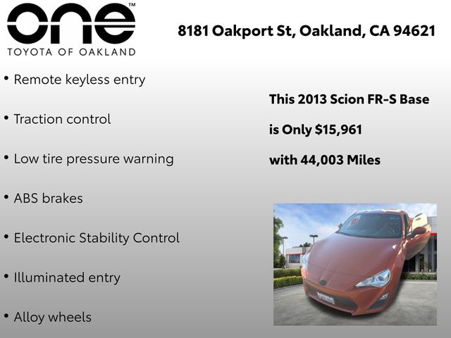 Used 2013 Scion FR-S Base with VIN JF1ZNAA1XD2709136 for sale in Oakland, CA