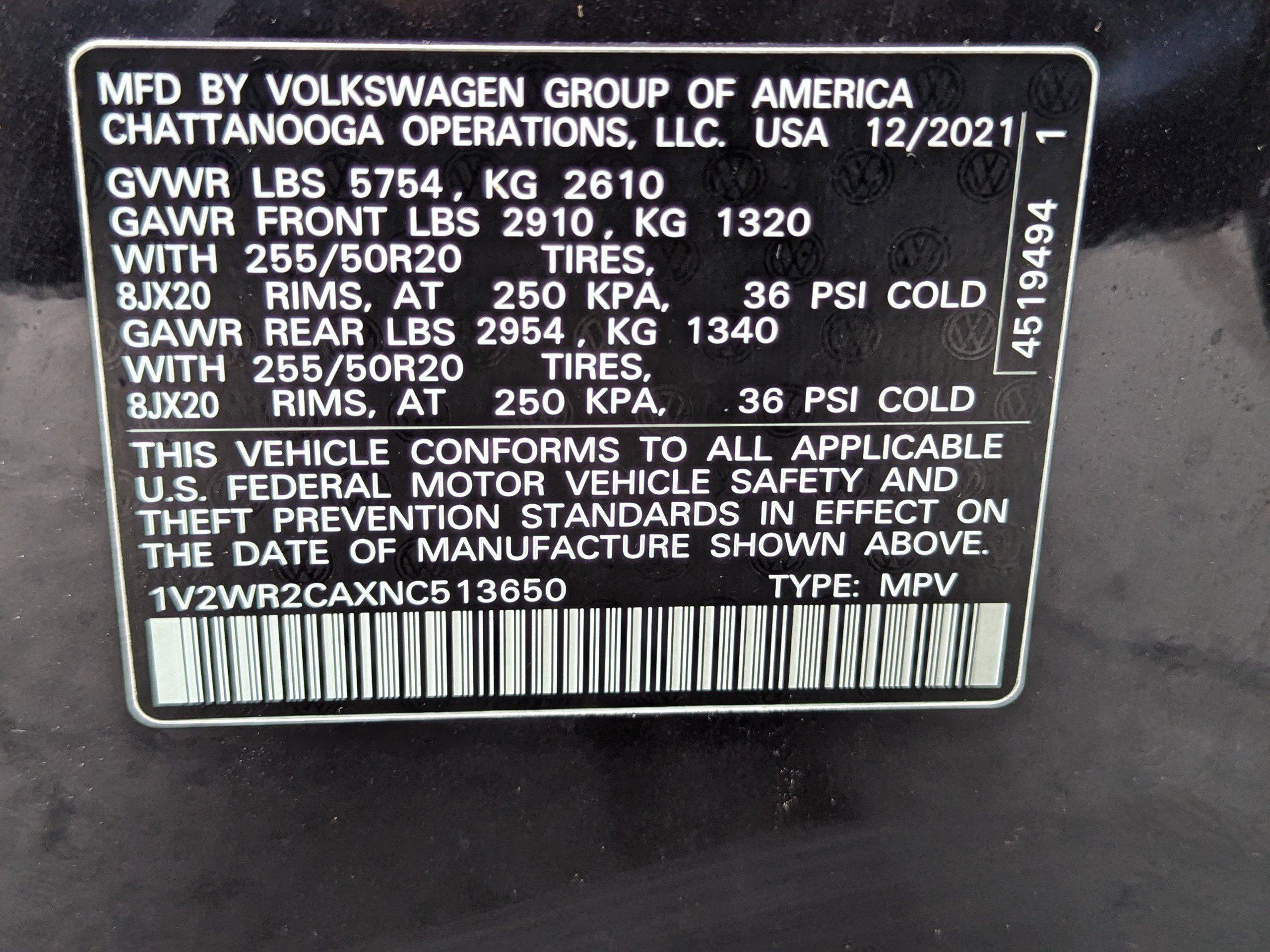 2022 Volkswagen Atlas V6 SE Technology photo 33