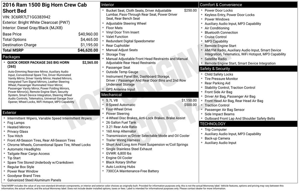 Used 2016 RAM Ram 1500 Pickup Big Horn with VIN 3C6RR7LT1GG383942 for sale in Elk River, Minnesota