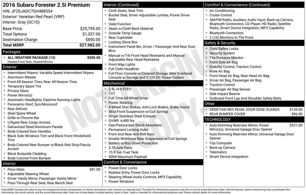 2016 Subaru Forester i Premium's photo