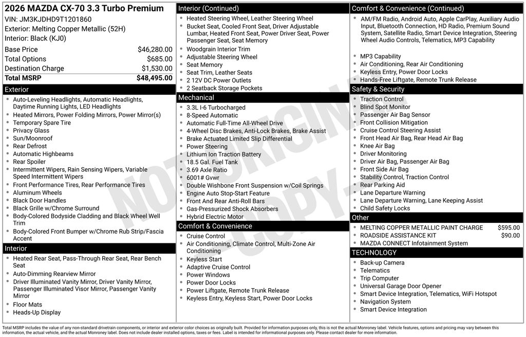 New 2026 Mazda CX-70 3.3 Turbo Premium AWD SUV in North Huntingdon