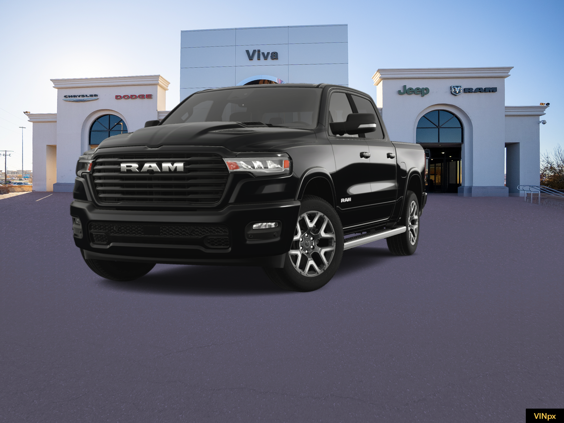 New 2025 Diamond Black Crystal Pearl-Coat Exterior Paint RAM Laramie image 1