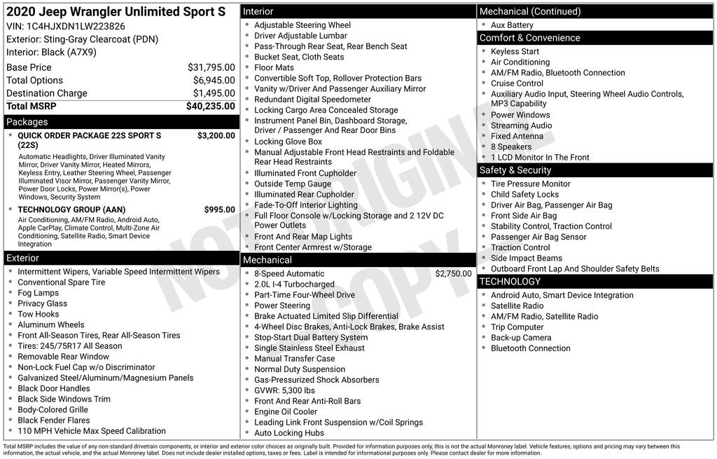 2020 Jeep Wrangler Unlimited Sport S's photo