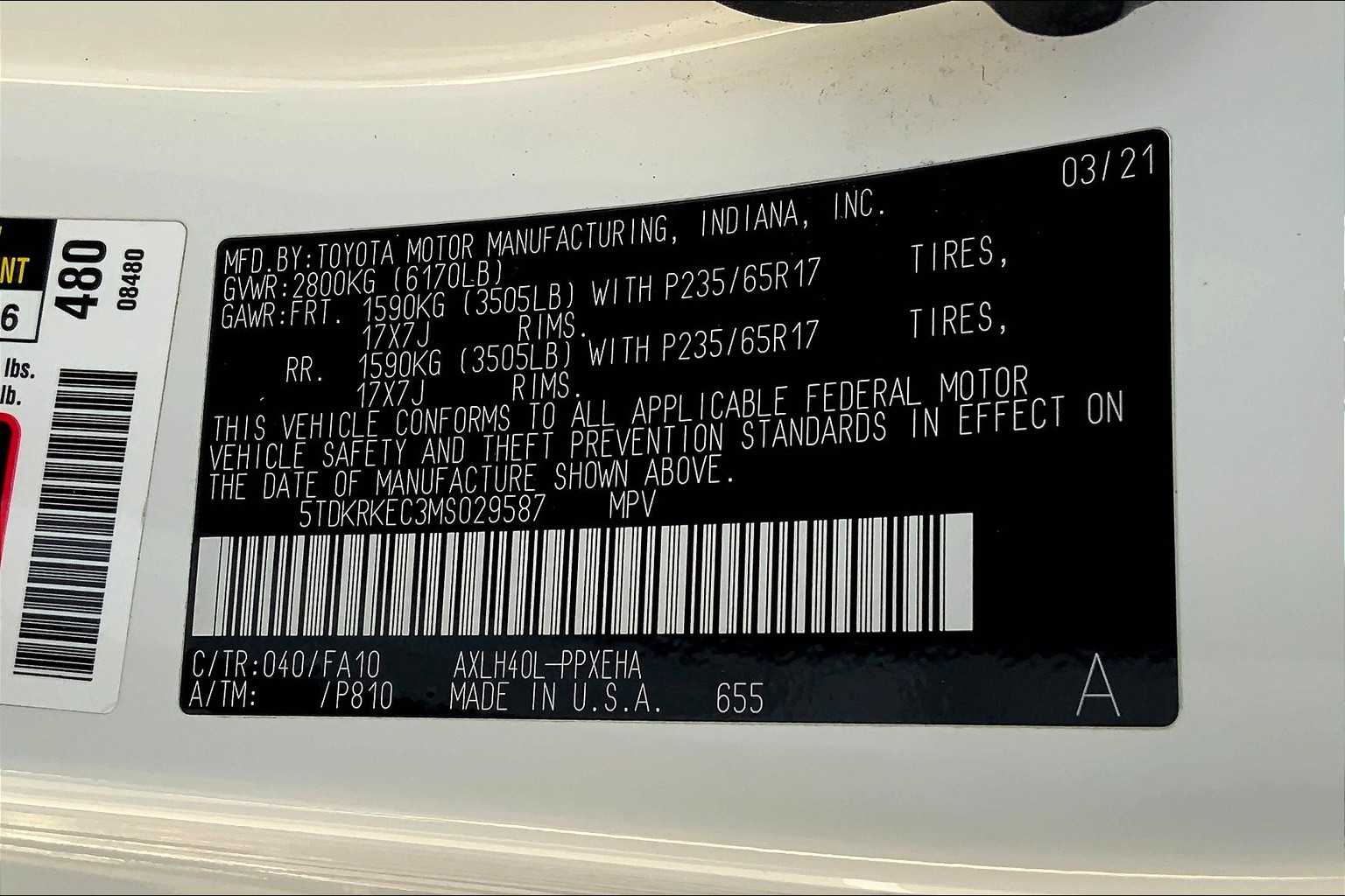 2021 Toyota Sienna LE photo 29